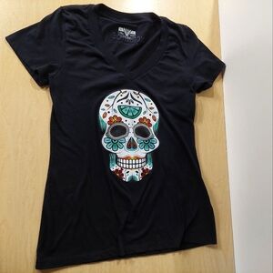 Hornitos Sugar Skull Printed Black T-shirt Size L (Slim Fit)